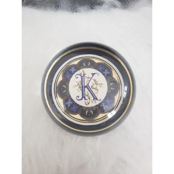 Vintage‎ Punch Studio Monogram Domed Crystal Paperweight K desk office gift work - Picture 6 of 6